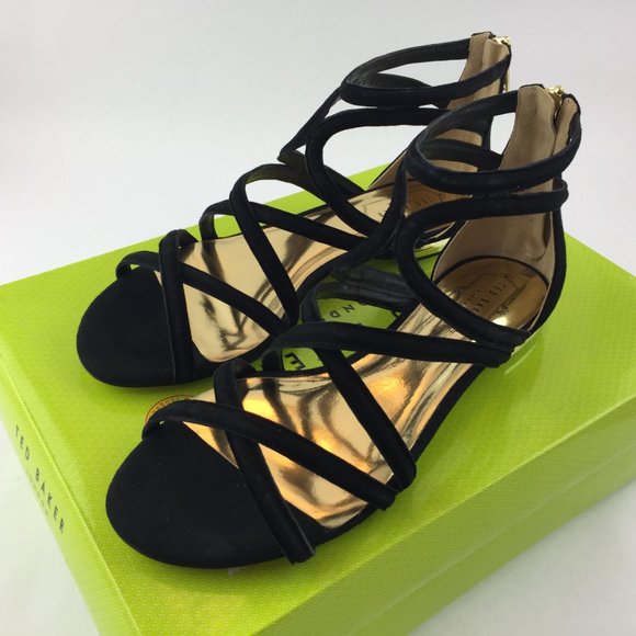 NWB Ted Baker London Strappy Black Gold Sandals 39 - Picture 2 of 10